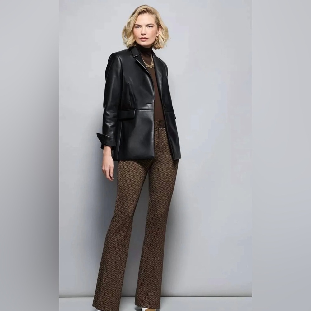 Cabi Women’s M Black Vegan Faux Leather James Blazer Jacket 4495